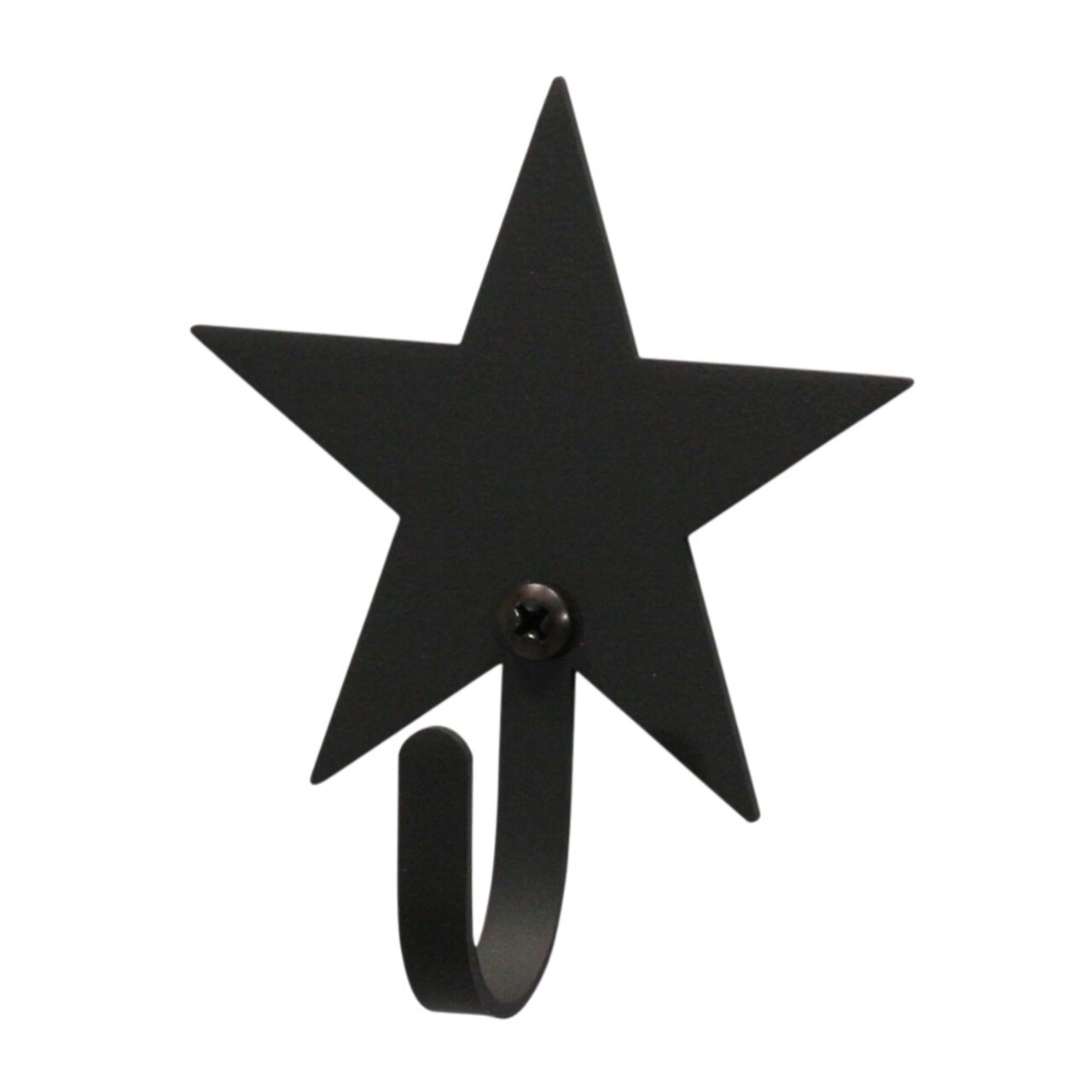 Village Wrought Iron Wall Hook with Metal Star Design Accent, Small, Black